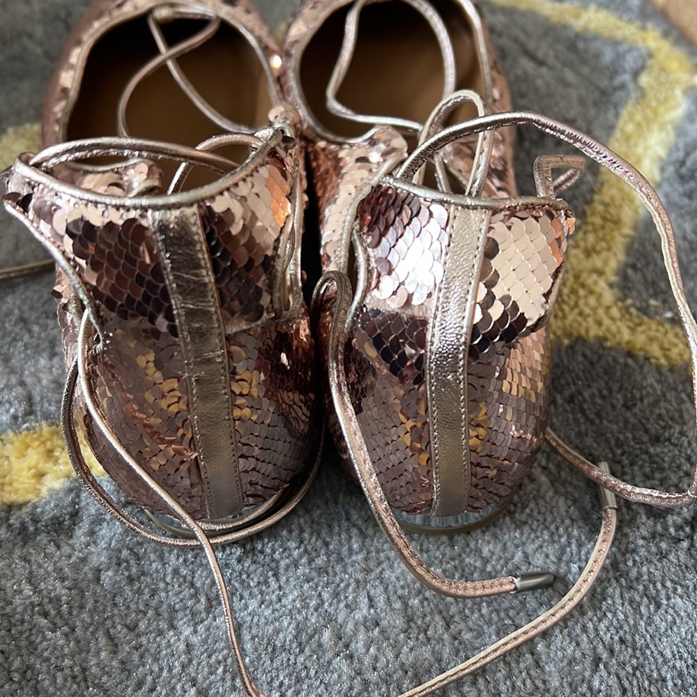 Aquazzura rose gold sequin embellished ballet flats - Picture 3 of 4